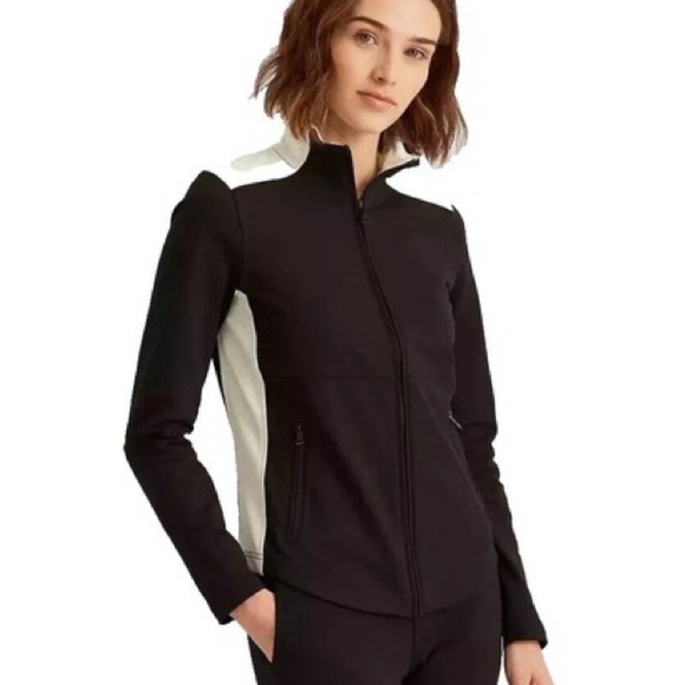 Lauren Ralph Lauren‎ Women’s XL Black White Full-Zip Track Jacket Athleisure